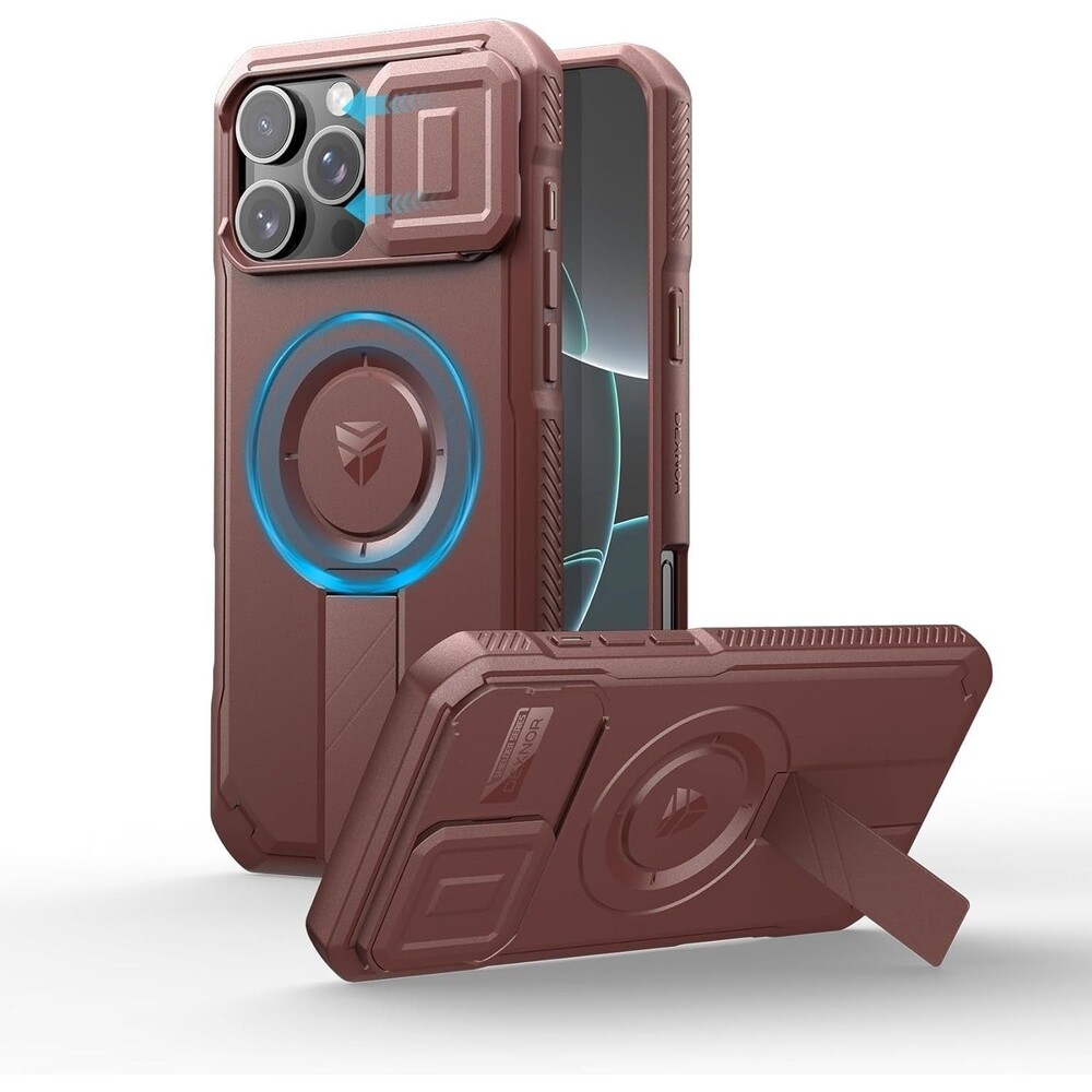 Dexnor iPhone 16 Pro Max Case Maroon Red MagSafe Slide Camera Cover Kickstand